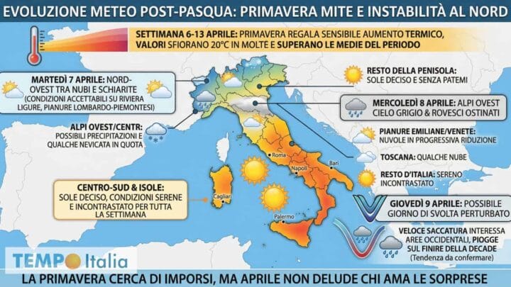 Meteo post-Pasqua: prima il caldo anticiclonico, poi bussano le piogge