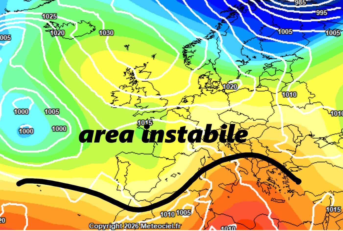 La media degli scenari del modello europeo ECMWF è molto propensa all'arrivo di una vasta area instabile della durata di qualche giorno.