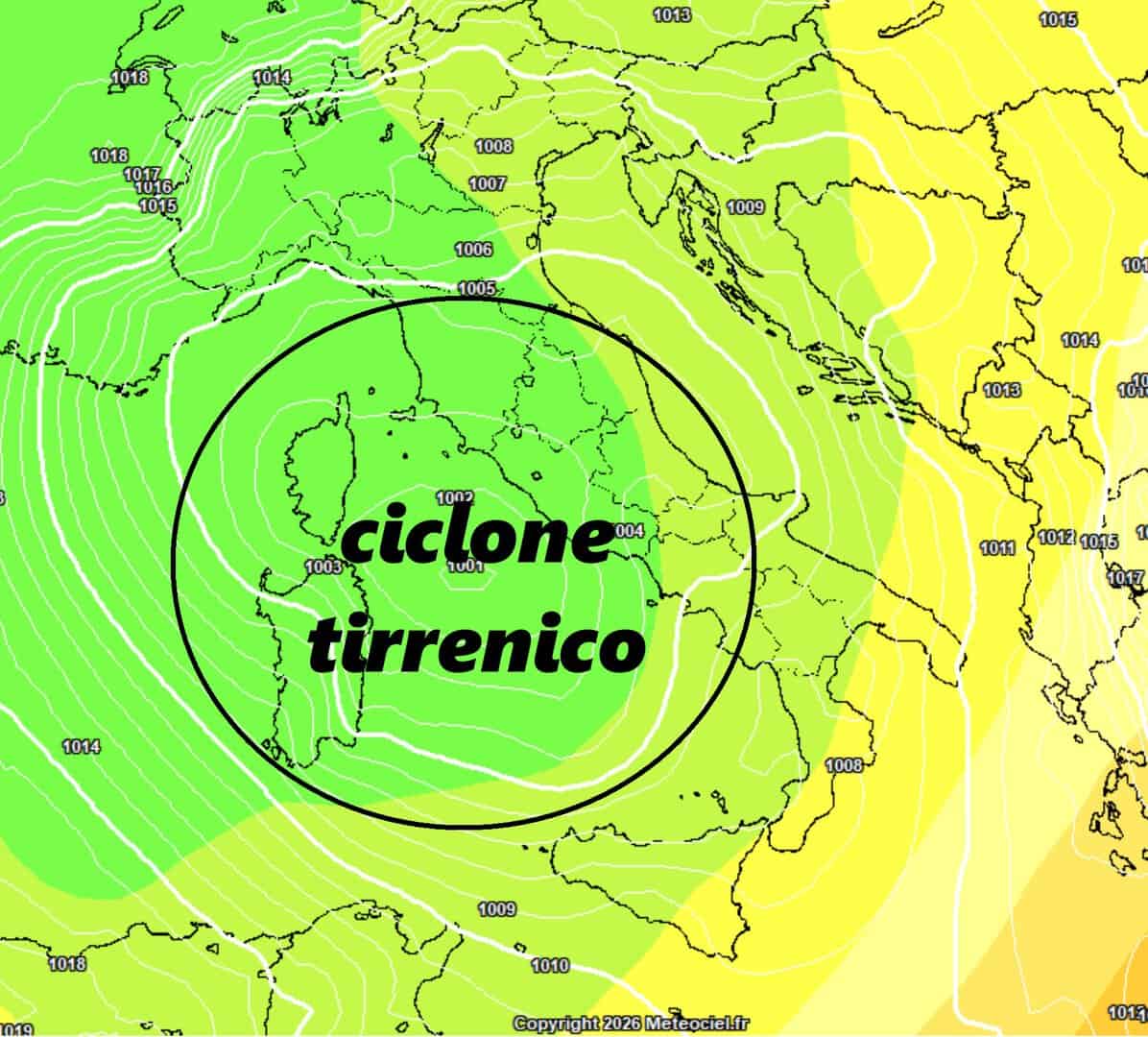 Notevole ciclone tirrenico tra lunedì e martedì. Potrebbero essere due giornate piuttosto delicate per le regioni del settentrione e le tirreniche in genere.