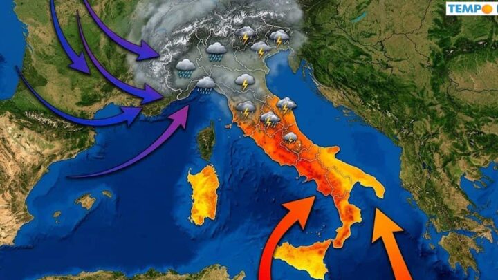 Italia spaccata in due la prossima settimana, tra piogge e caldo africano