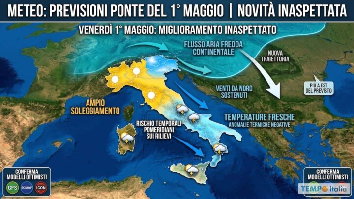 Ponte del 1° Maggio: carte stravolte, il meteo cambia i piani del lungo weekend