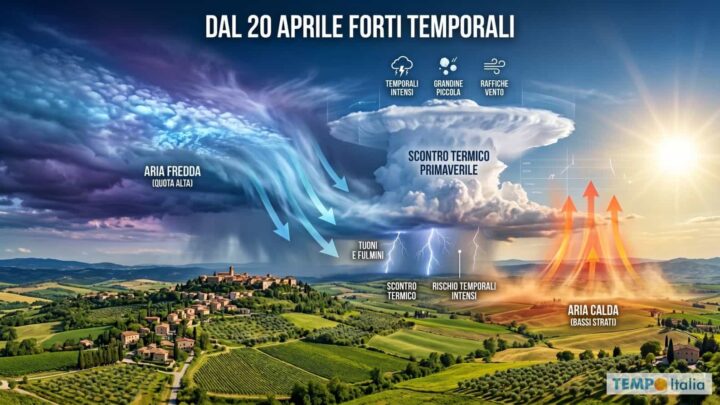 Sole fino a Domenica, poi aria fredda da Est scatena i primi forti temporali