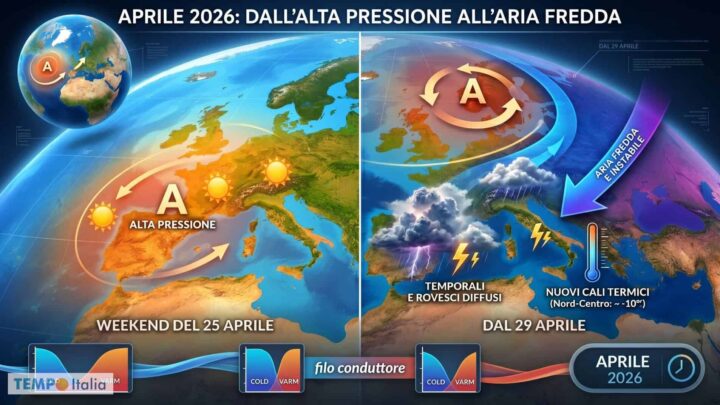Aria fredda e TEMPORALI dal 29 Aprile: il Primo Maggio è a rischio