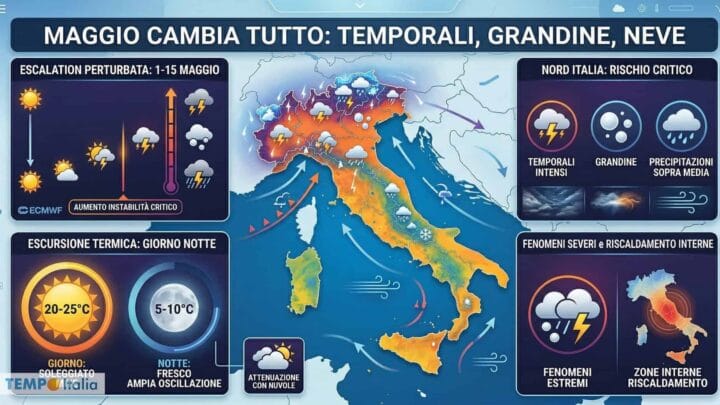 Aprile a secco al Nord, poi Maggio scatena i temporali: grandine e freddo in agguato