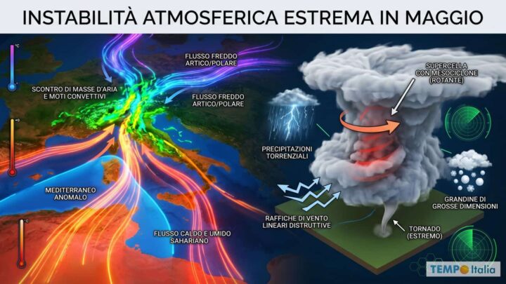 Maggio 2026, un mese senza tregua: supercelle, grandine e rischio caldo africano anticipato
