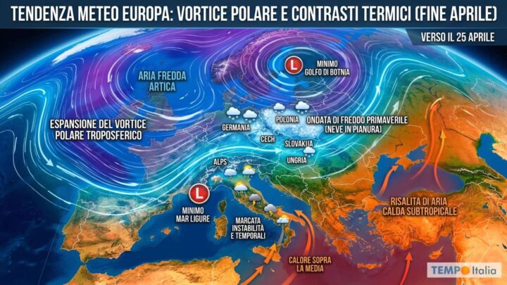 Dal 20 Aprile il Vortice Polare invade l’Europa, il freddo minaccia l’Italia