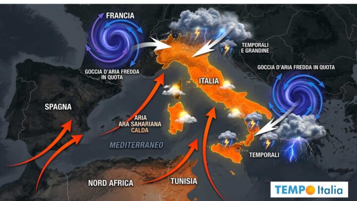 Gocce d’aria fredda in quota: caldo africano fortemente disturbato
