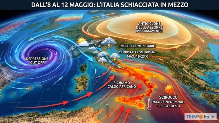 Nord nella tempesta, Sud nel caldo estremo: Maggio si divide e ECMWF lo conferma