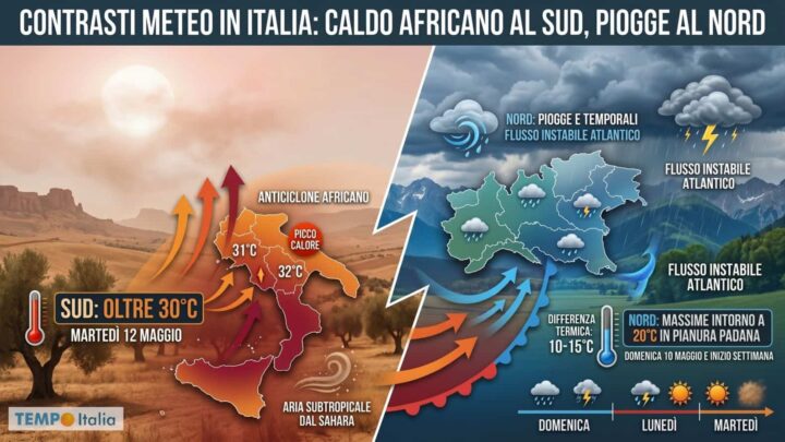 Il weekend divide l’Italia: caldo intenso al Sud e nuovi temporali al Nord, poi si complica tutto