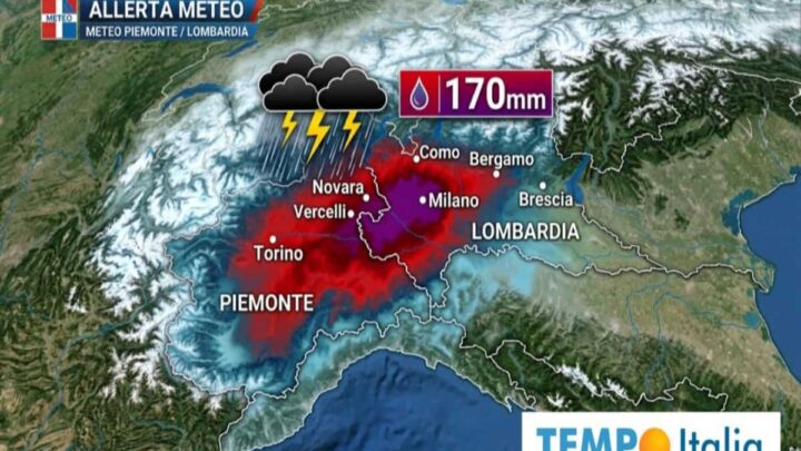 Meteo, nubifragi e rischio ALLUVIONI: Nord Italia sotto assedio, oltre 170 mm e rischio criticità