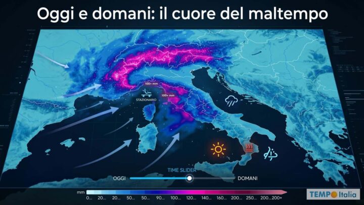 Due giorni di pesante maltempo al Centro-Nord, il Sud per ora sta a guardare