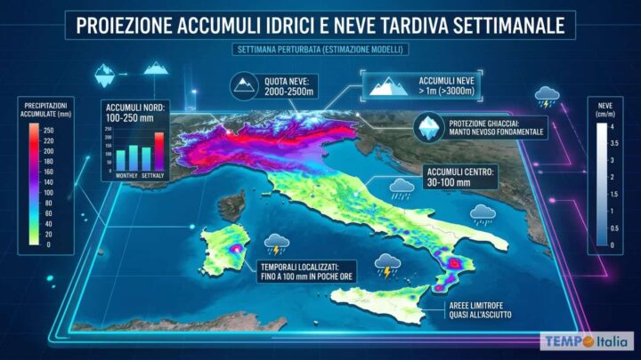 L’Atlantico torna a dettare legge: piogge serie al Nord, quantitativi ingenti, grandine e neve sulle Alpi