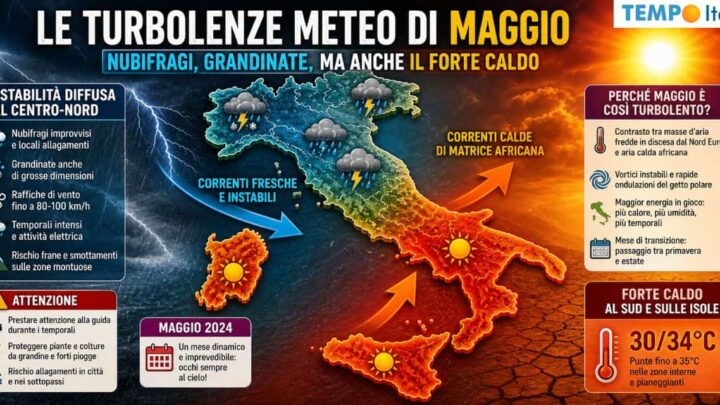 Le turbolenze Meteo di MAGGIO: nubifragi, grandinate, ma anche il forte CALDO