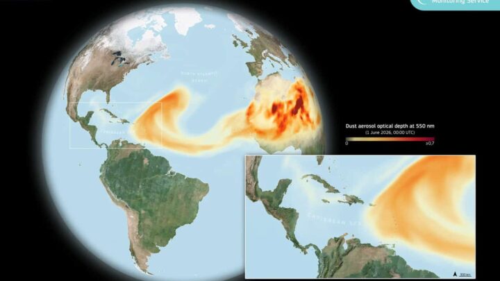 Dal Sahara fino ai Caraibi: la spettacolare nube di polvere