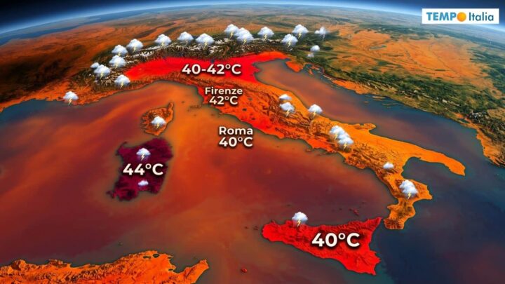 40-42°C in Pianura Padana e Sardegna tra giovedì e venerdì. Dilagheà il caldo diffusamente