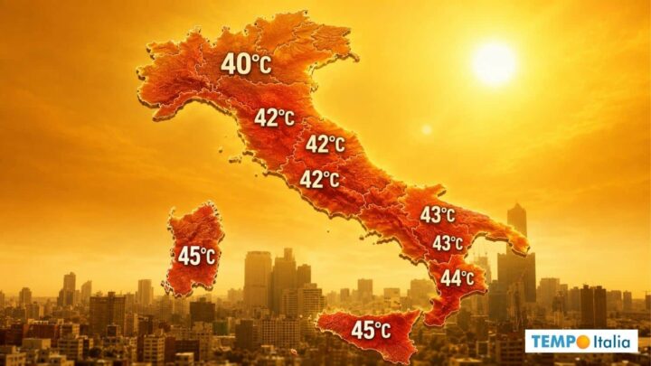 Peggioramento del caldo: punte verso i 45°C. Mappe ECMWF