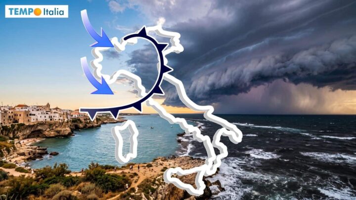 La svolta arriva Domenica. Oggi temporali forti al Sud Italia